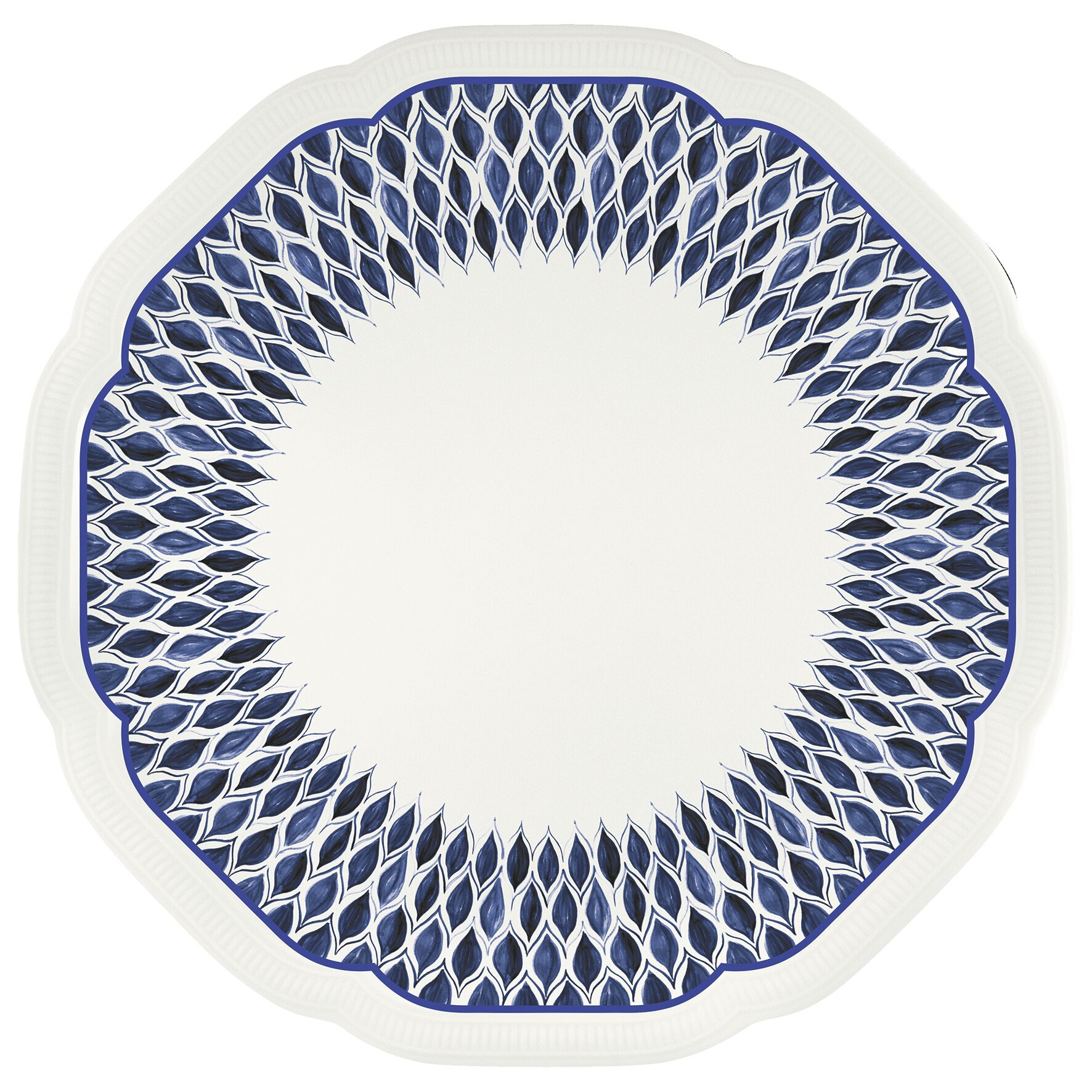 Floral Charm, Coupteller flach rund mit Relief ø 290 mm blue